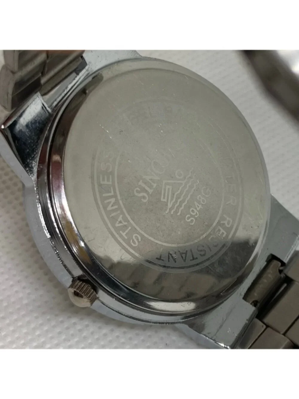 Sinobi men watch 40mm silver tone black dial Roman indices quartz 7.5” running